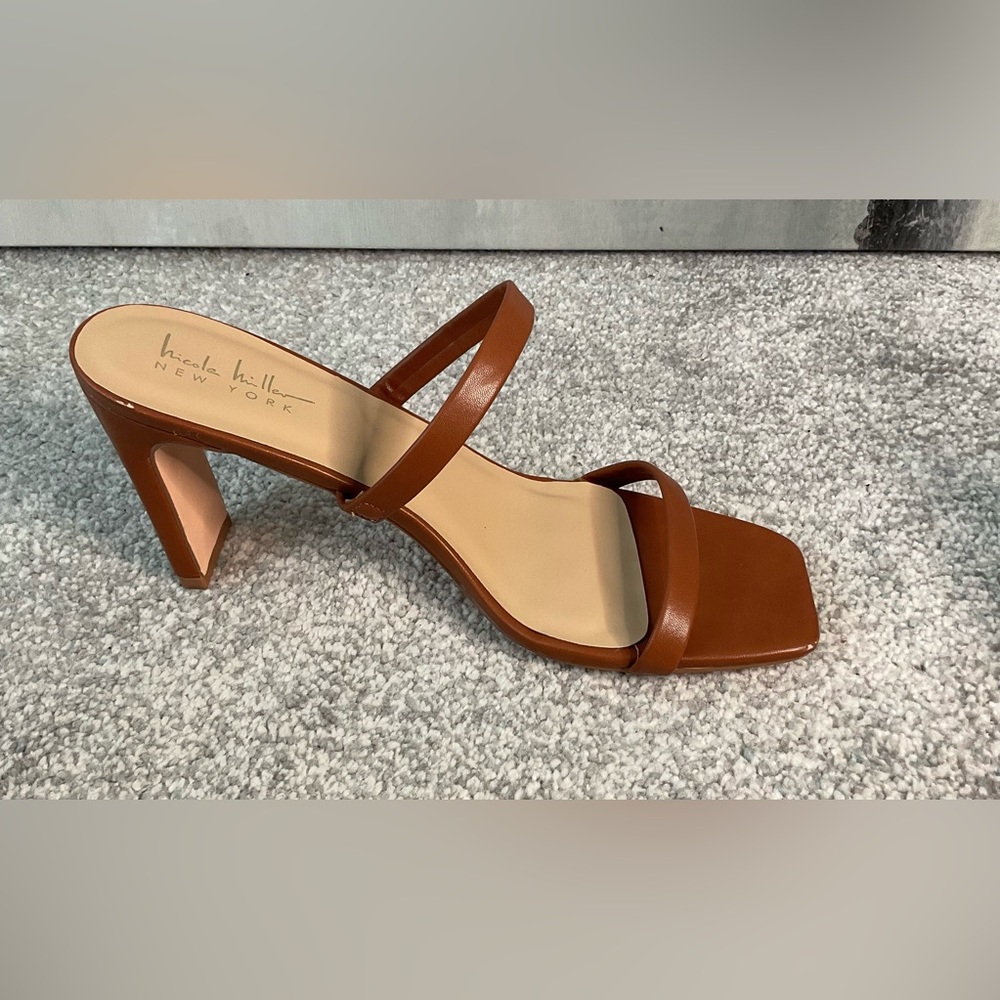 Nicole Miller Memo Double Band, Square-toe, Heeled Sandals - Size 10 (NWOB) - Picture 3 of 10